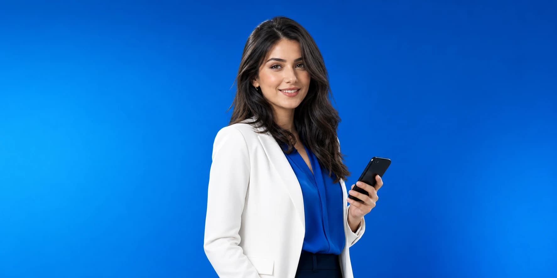 An Arzbin Business advisor reviewing a customer request on her phone